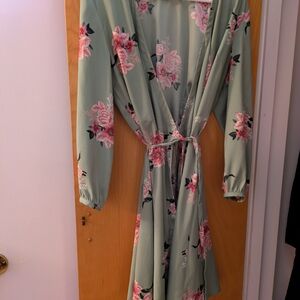 LOFT Green and Pink Floral Dress